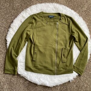 ModCloth Green Knit Moto Jacket Full Zip Women’s Size Medium